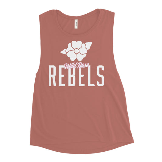 Wild Rose Rebels White - Alberta Prosperity Project - Ladies’ Muscle Tank